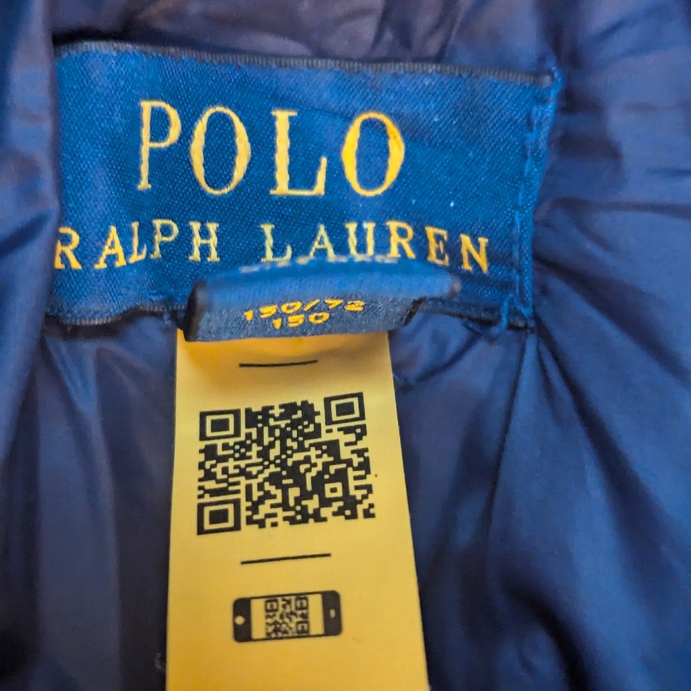 Navy Blue Ralph Lauren Puff Down Logo Jacket For Girls Size 12-14 - Picture 5 of 13